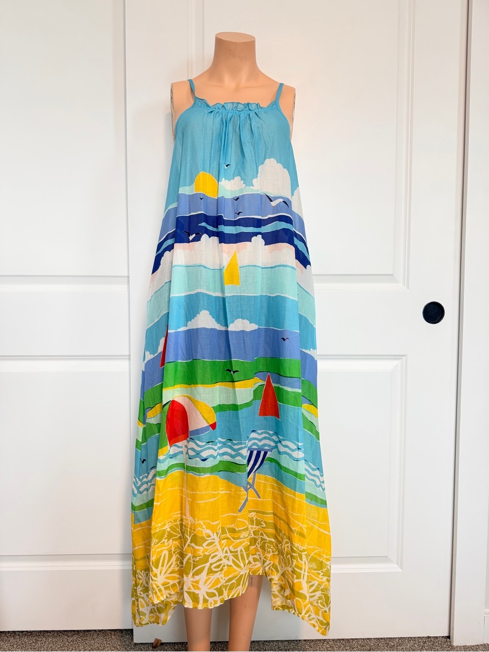 kate spade Blue Multicolor Beach Print Maxi Coverup